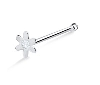 Stone Flower Shaped Silver Bone Nose Stud NSKD-373